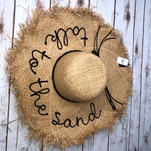 NWT NYC Straw Beach Hat “Talk to the Sand” and bow